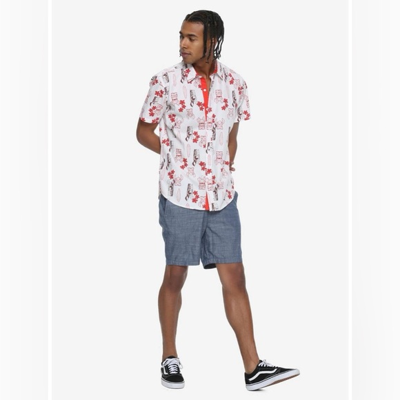 Disney: Our Universe Lilo & Stitch Tiki Woven Button-Up Shirt - Size Medium - Picture 2 of 8